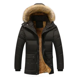 Russian Style Winter Coat Men Plus Velvet Thick Warm Hooded Parkas Windproof Quilted Jackets Hood Detachable Overcoat