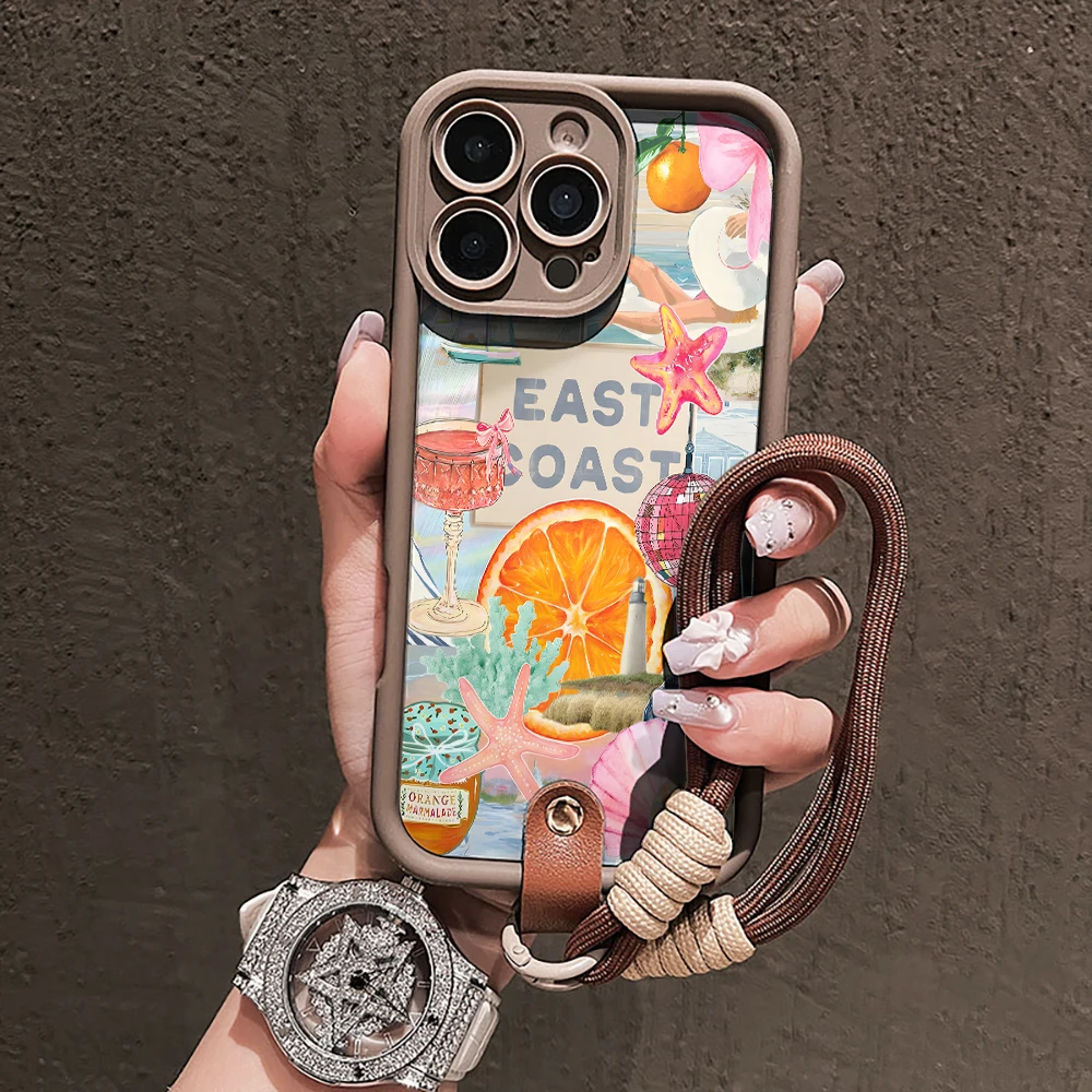 Urlaubs-Strand-Collage Silikon-Handyhülle für iPhone 17 16 17 Pro 15 14 13 12 11 Pro Max 16E 7 8 Plus XR XS mit Lanyard-Hülle – Detail 8