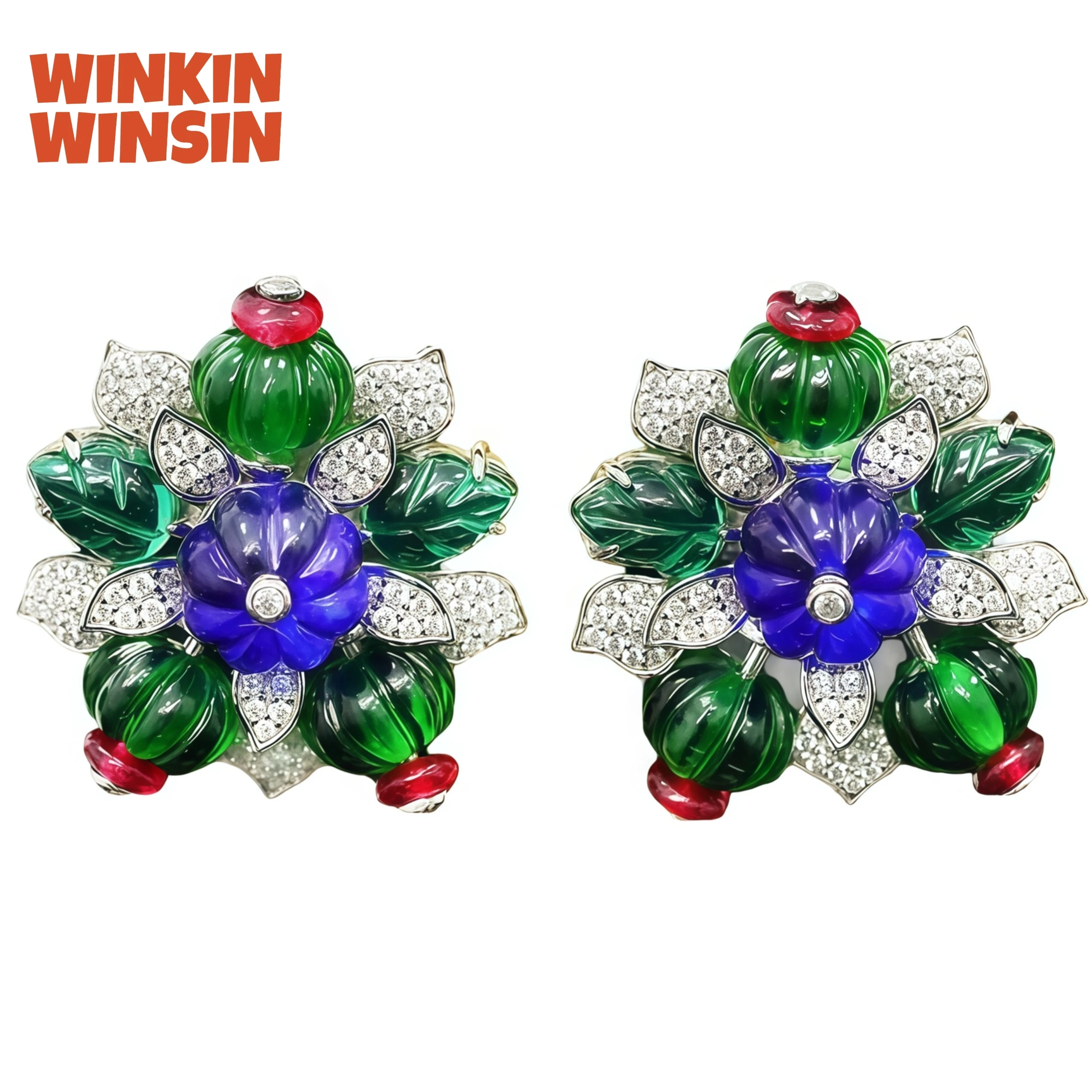 

WINKIN WINSIN Brand MST Tutti Frutti 925 Silver Hot Selling High-Quality Women Earrings High Carbon Diamond Fruit Sachet Earring