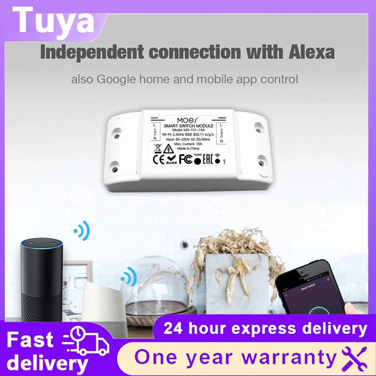 Tuya Smart WiFi Switch Relay Module APP Timing Voice Control Work with Alexa Google Home Home Light Appliance Smart Module