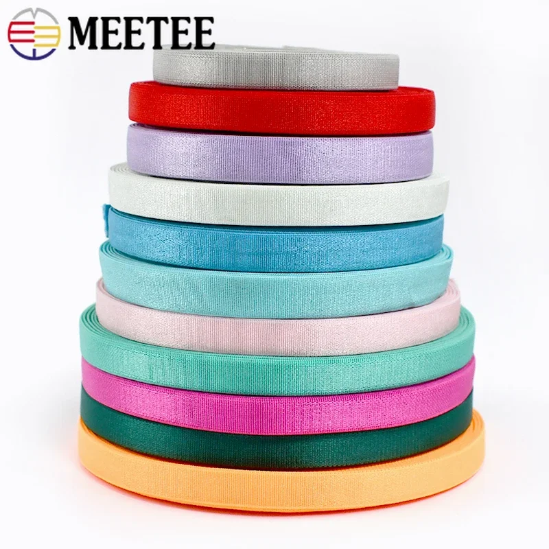 20M Meetee 10mm Elastic Bands for Underwear Shoulder Strap Bra Swimsuit Belts Notebook Decoration Elastics Tape DIY Accessories