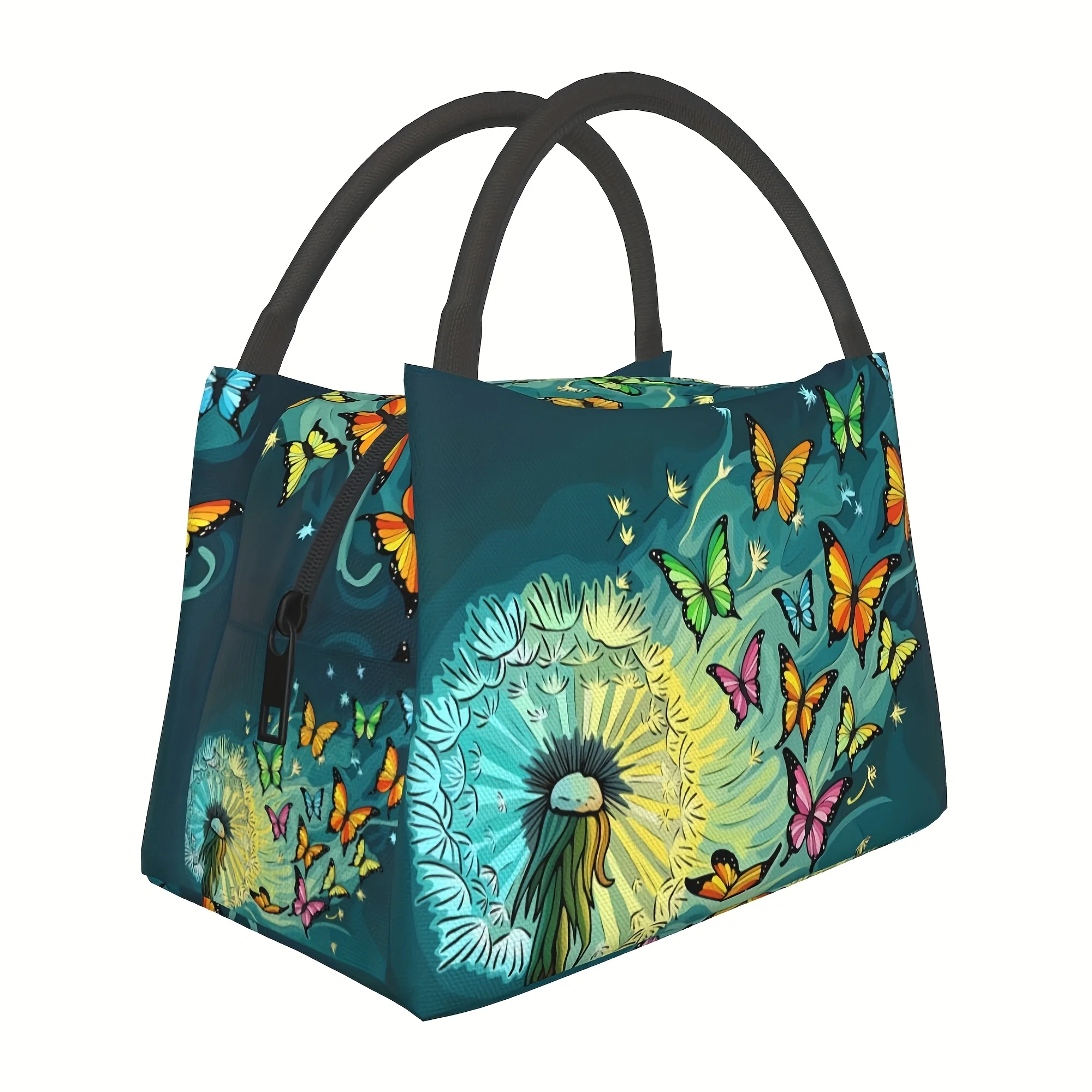 Dandelion Butterfly Insulated Lunch Bag Portable Cooler Tote for Picnic Office School Durable Reusable Food Carrier