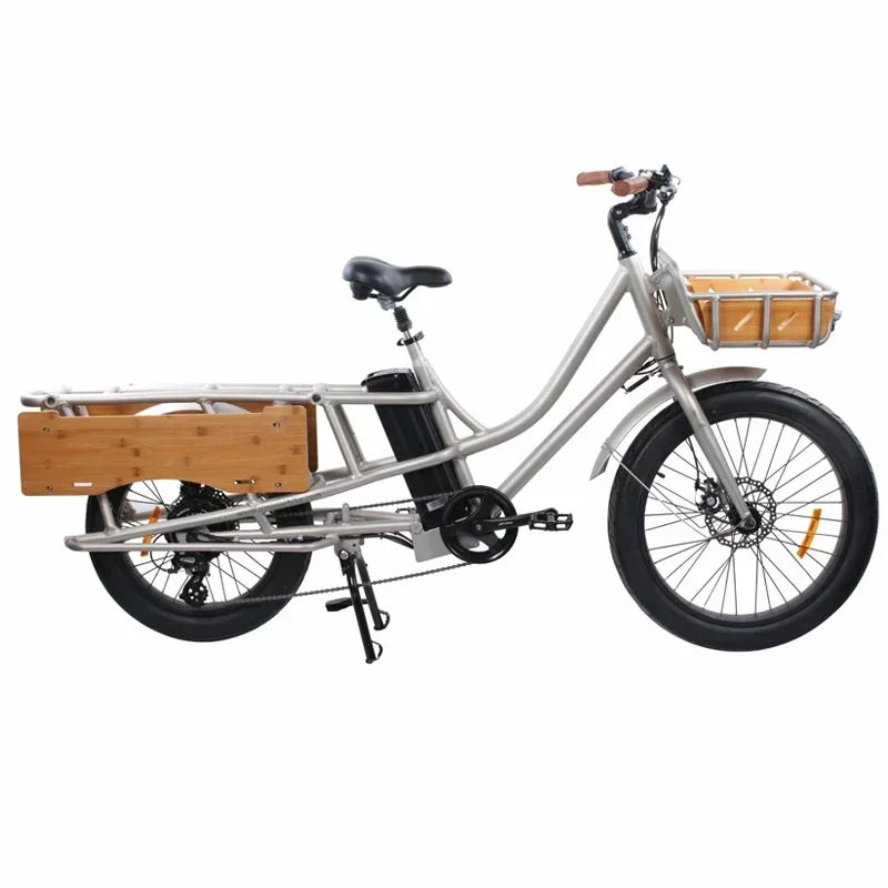 vintage china 24'' electric ultra cargo ebike fat tire electr bicycle 500w motor with basket load goods