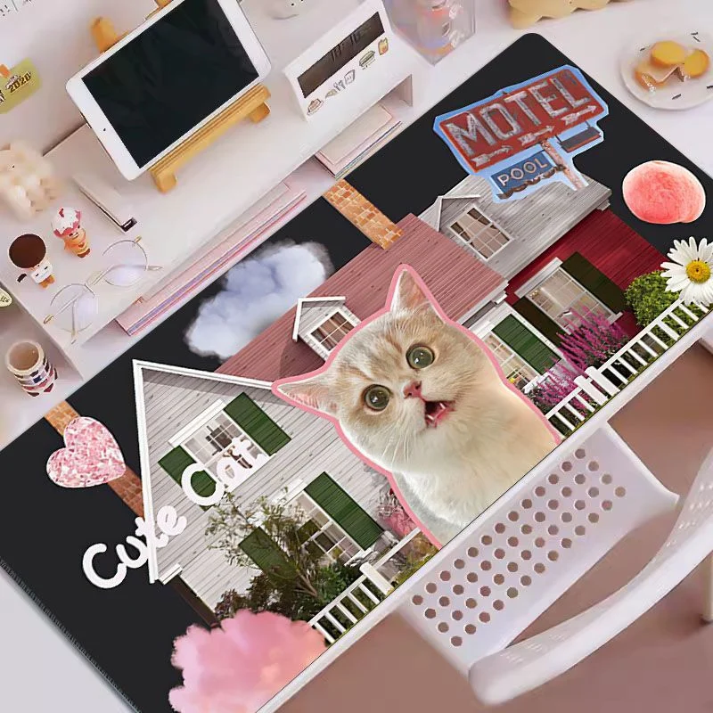 Simpatico cucciolo di gattino Pu Tappetino per mouse in pelle Tappetino per scrivania Tappetino per mouse Tipo di velocità del computer Tappetino per tappetino per tastiera portatile Cartoon