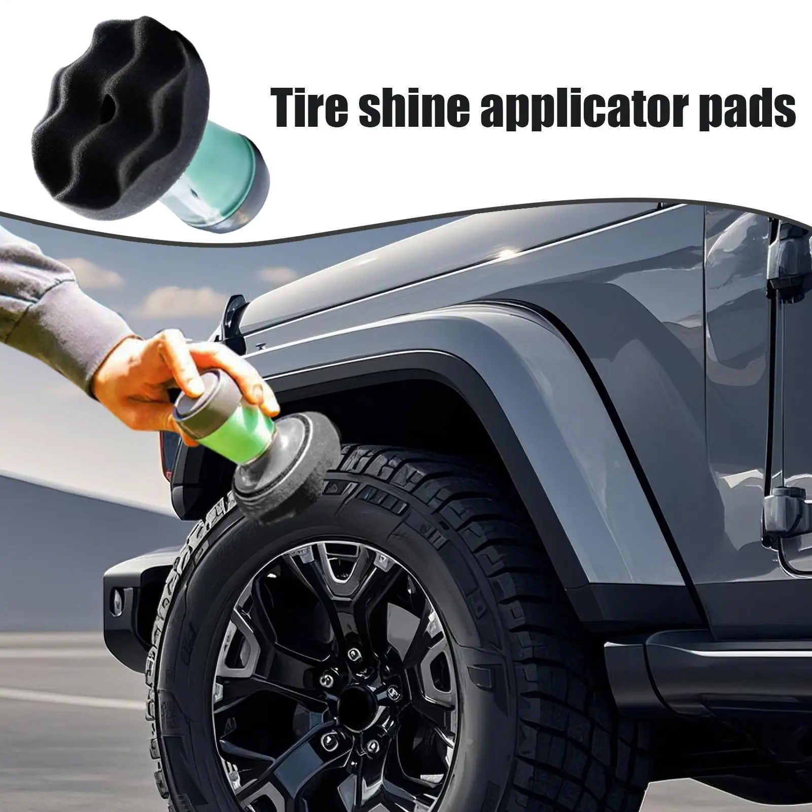 Tire Shine Applicator Pad Tire Dressing Applicator Pad Hex-Grip Tool Reusable with Even Applying for Motorhome Truck Minivan