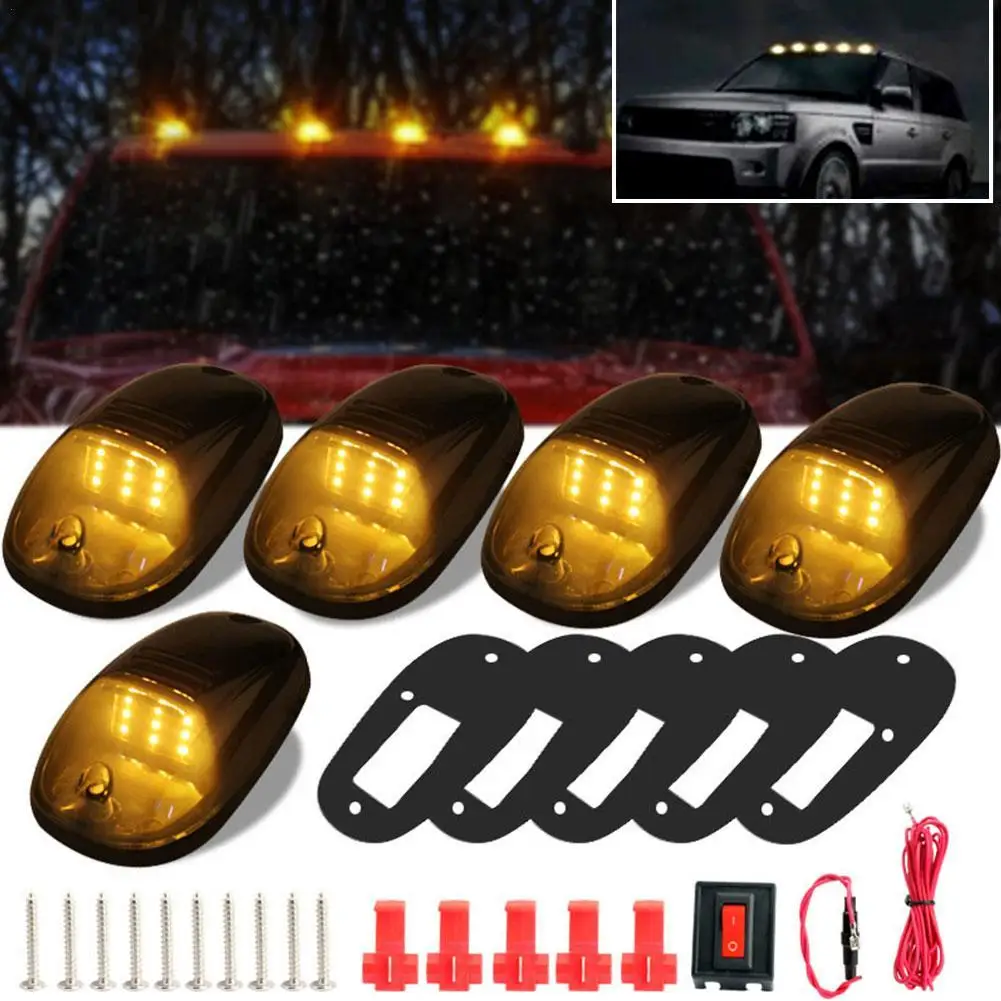 5 Pcs Amber White LED Cab Roof Marker Light For Pickup Truck SUV RAM Mouse Style Lamp Head Light