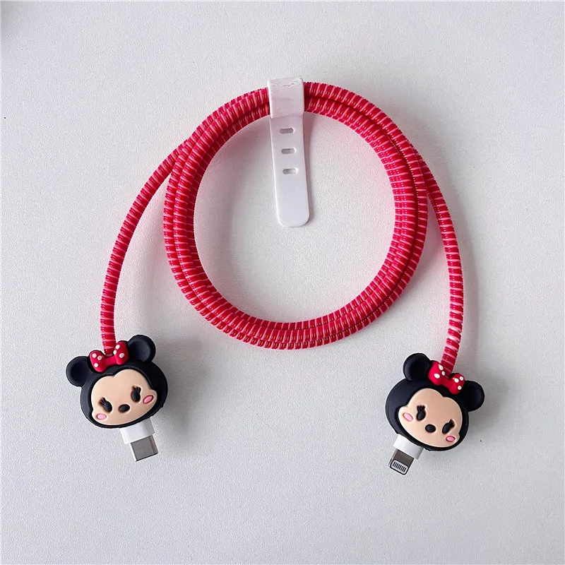 New Arrival Cute USB Cable Earphone Protector Set with Cable Winder Cartoon Spiral Cord protector For iphone 5 6 6s 7