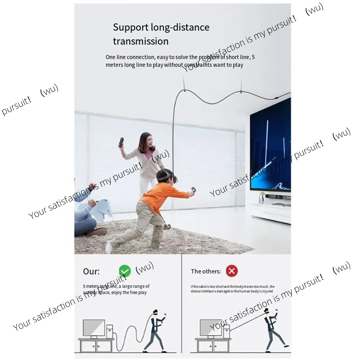 ZOCI-For Meta/Oculus Quest 3 Link Cable 5M VR Data Cable 2A شحن سريع 5Gbps كابل نقل البيانات عالي السرعة #4