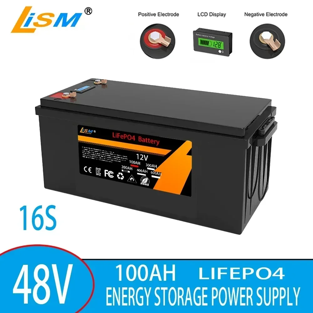 48V 24v 12v 600AH 400AH 200AH 100AH LiFePO4 Battery 16s 8s 4s Lithium Iron Phosphate Solar Energy RV Camping Batteries Tax Free