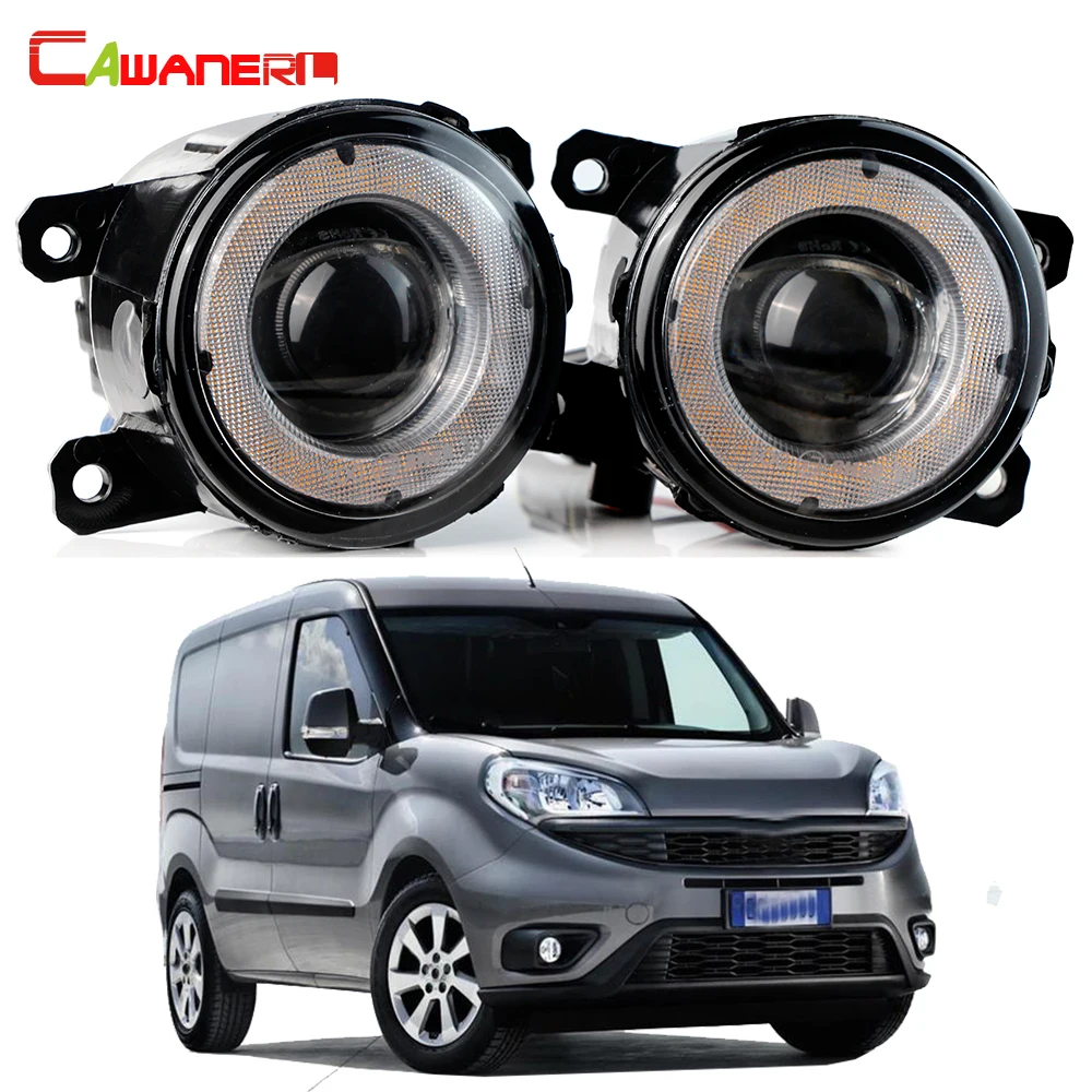 2 Pieces LED Fog Light Angel Eye DRL For Fiat Doblo (263_) 2010-2023 30W H11 Car Front Fog Daytime Running Lamp Styling