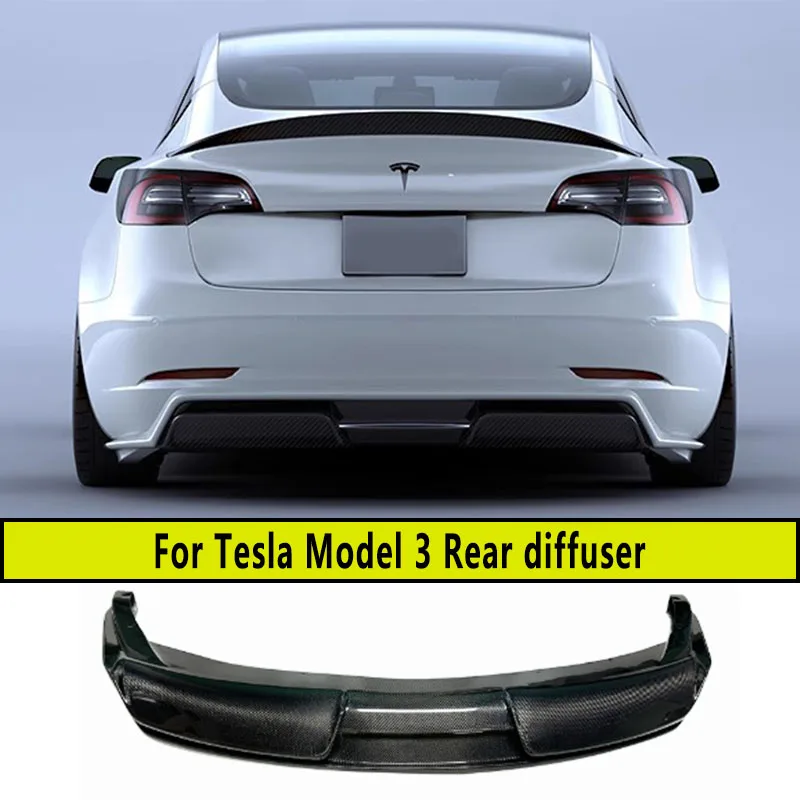 For 2018 2019 2020 2021 2022 Tesla Model 3 Body Kit Diffuser Real Carbon Fiber Rear Lip Diffuser Spoiler Auto Parts  Accessories