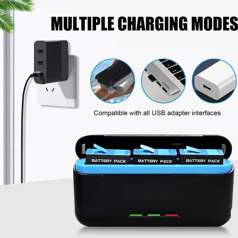 Gopro Hero9-12 트리플 배터리 충전기용 휴대용 고속 충전 배터리 충전기 친구 청소년을 위한 카메라 및 사진 액세서리