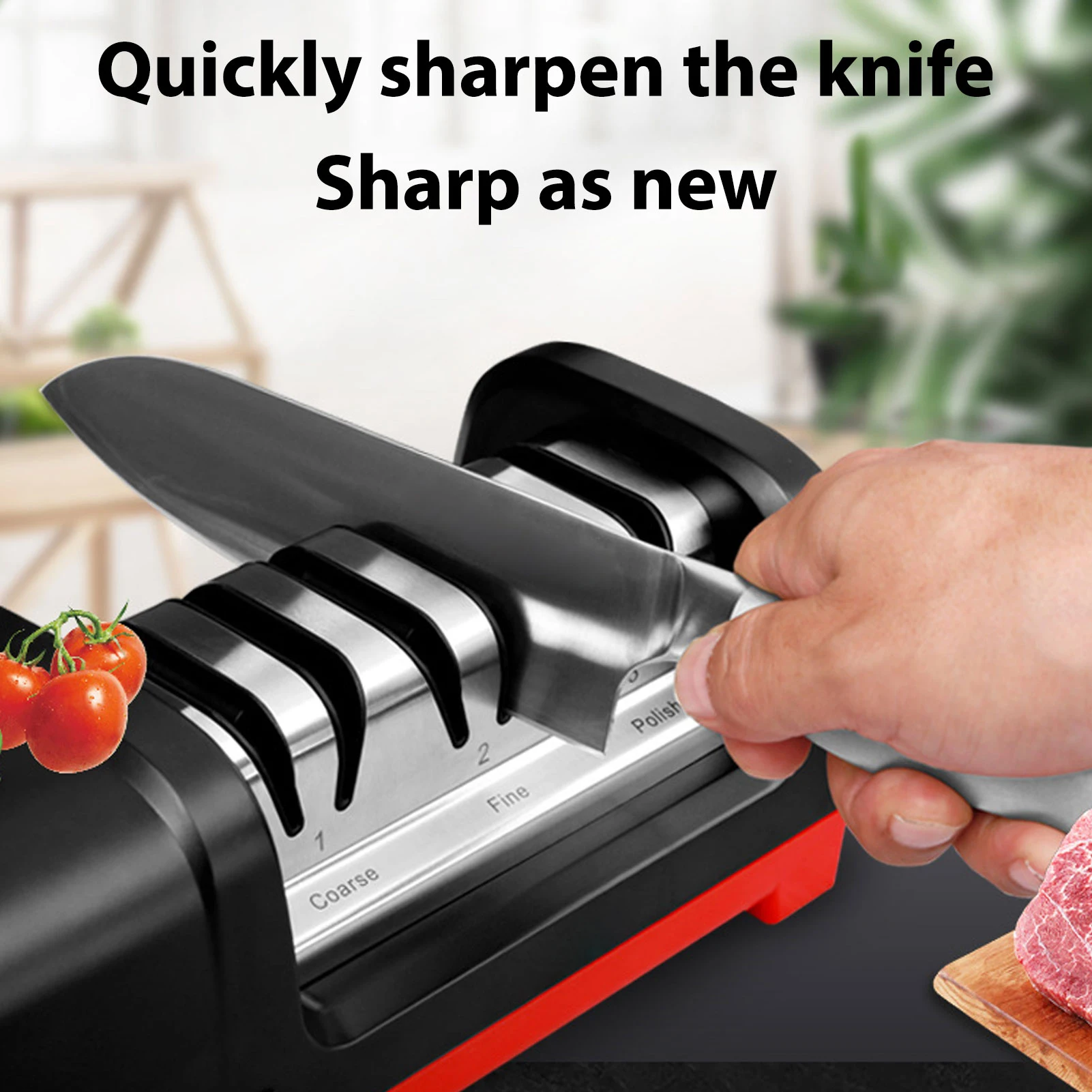 Electric Knife Sharpener 3-Stage Angle Guided Professional Knife Sharpener 15-Degree Angle Guide Spring-Loaded for Metal Ceramic