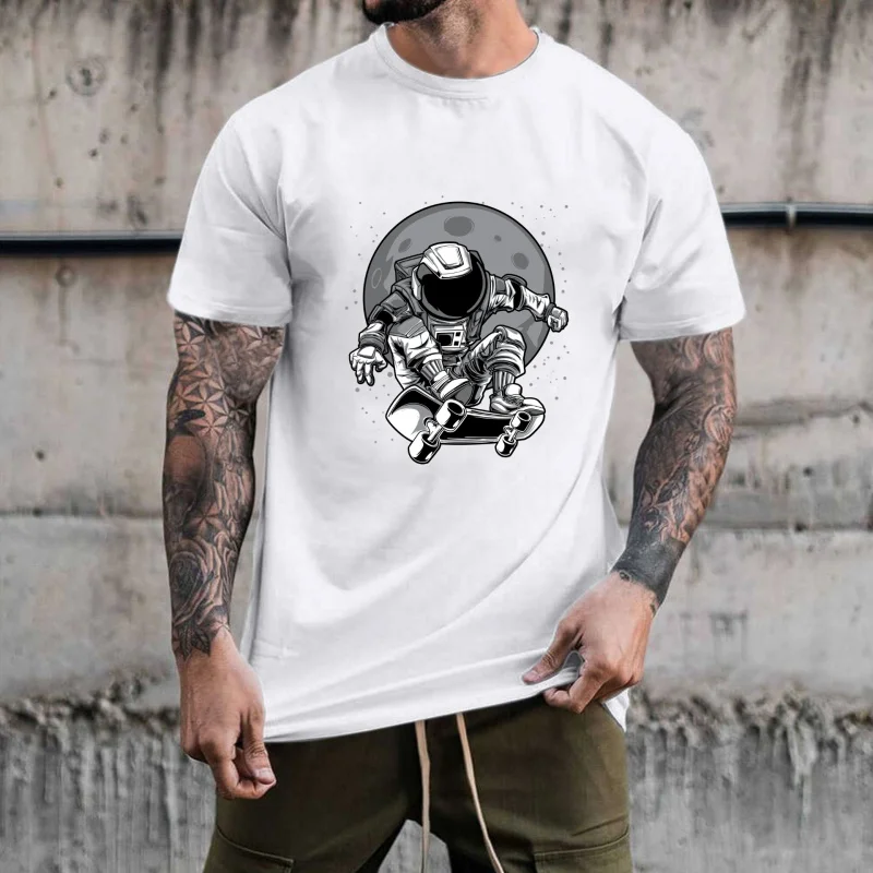 Cool Astronaut Skateboarding Heat Transfer White Ink Iron - on Sticker, Street - style DIY Print for T - shirts & Hoodies,