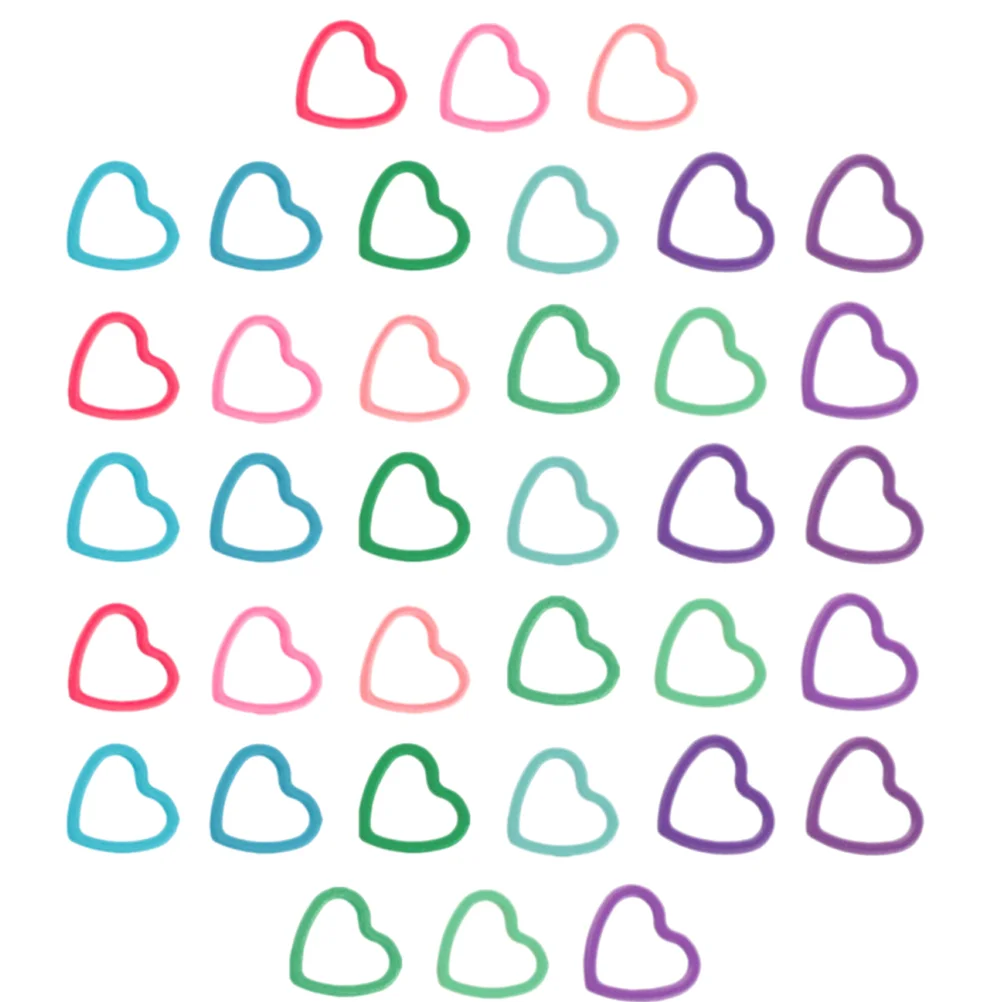 50 Pcs Mixed Color Crochet Accessories DIY Markers Stitch for Crocheting Buckles Needle Clip Heart-shaped