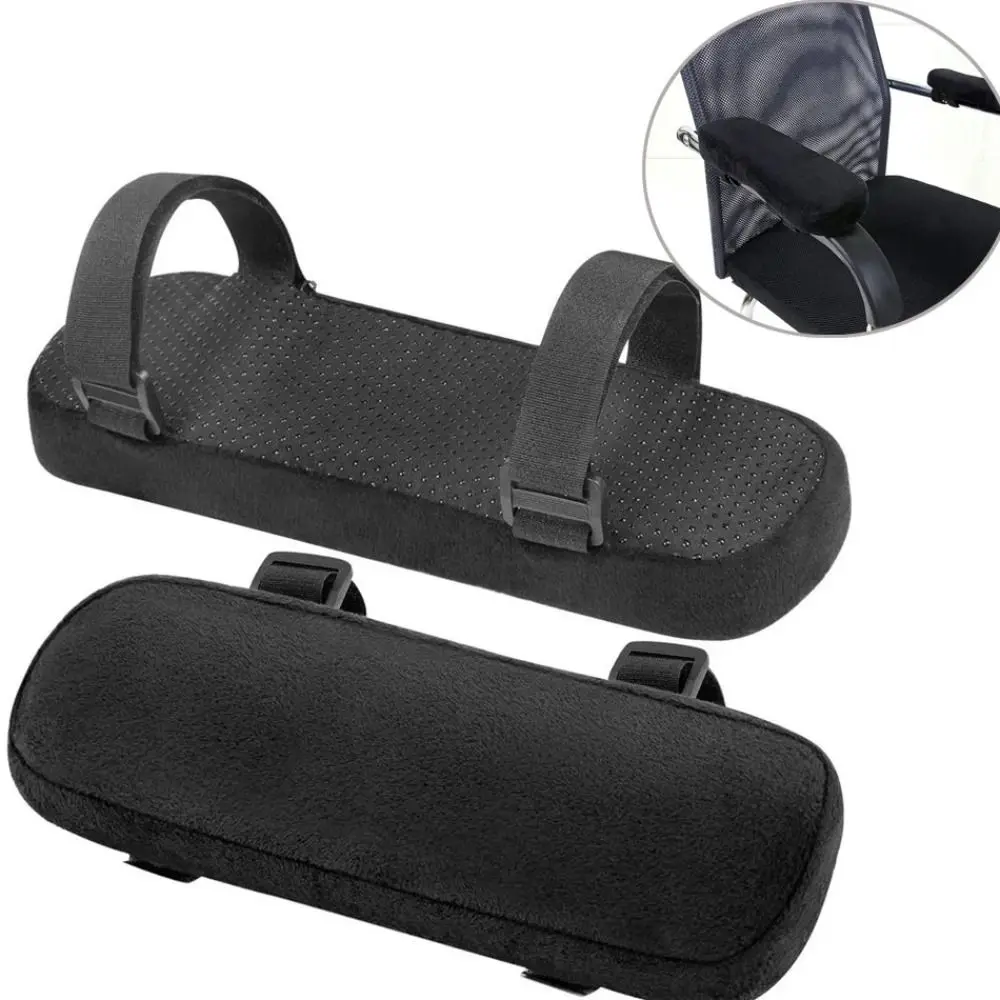 Memory Foam Chair Armrest Pads Black Fixed Buckle Armrest Pads Cover Forearm Pressure Relief Cushion Pad Arm Rest Cover Home