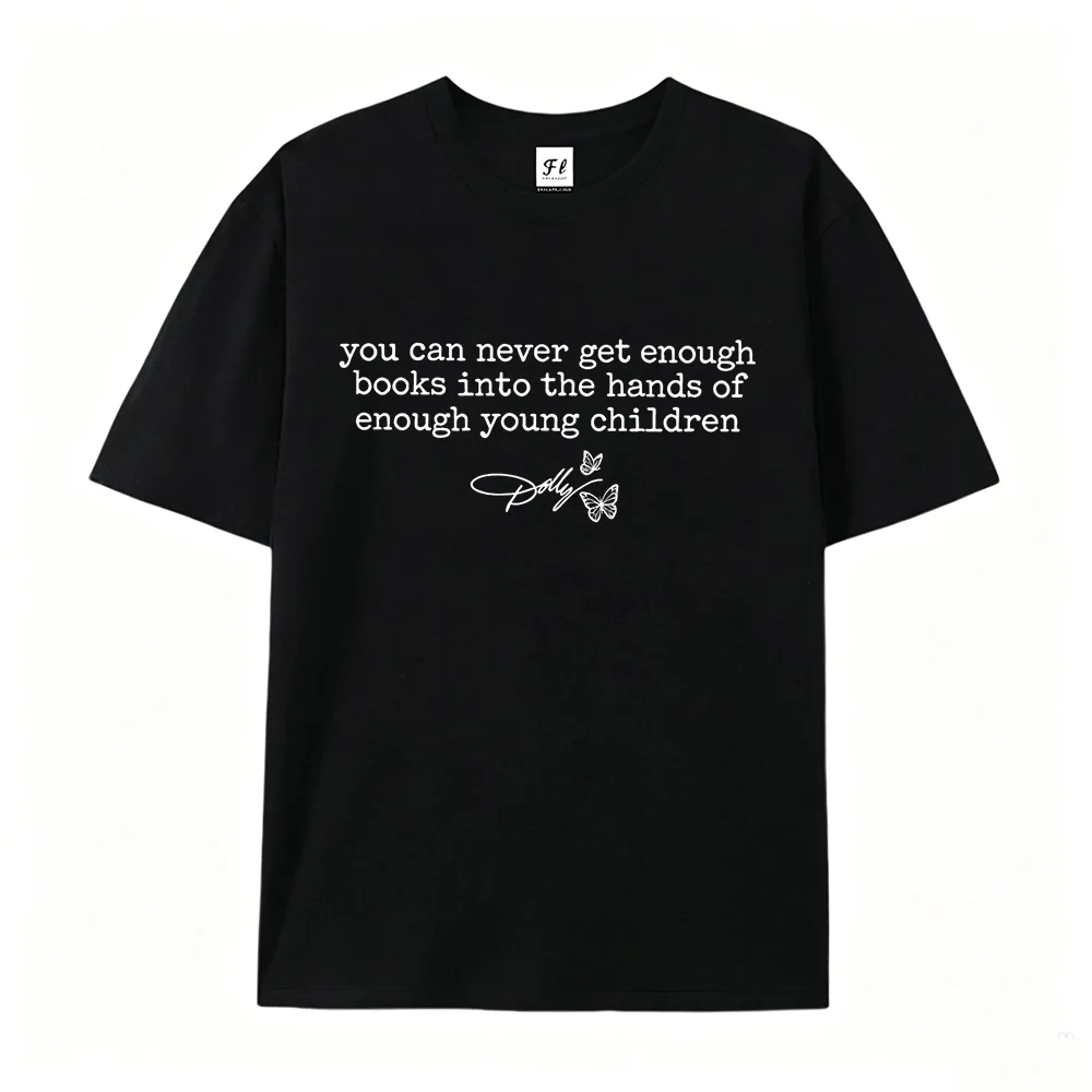 Women Book Quote Graphic T Shirt Dolly Signature Butterfly Print Crew Neck Casual Short Sleeve Tee For Book Lovers Teacher Gift