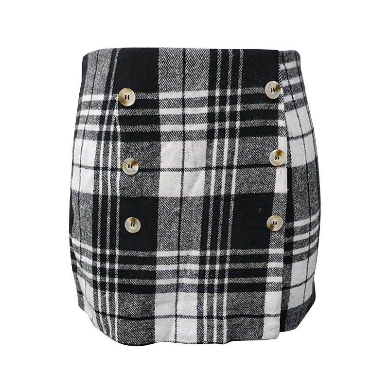 

Сексуальная короткая юбка в клетку с принтом, женская тонкая облегающая мини-юбка, двубортная клубная вечеринка-карандаш Faldas Mujer Moda