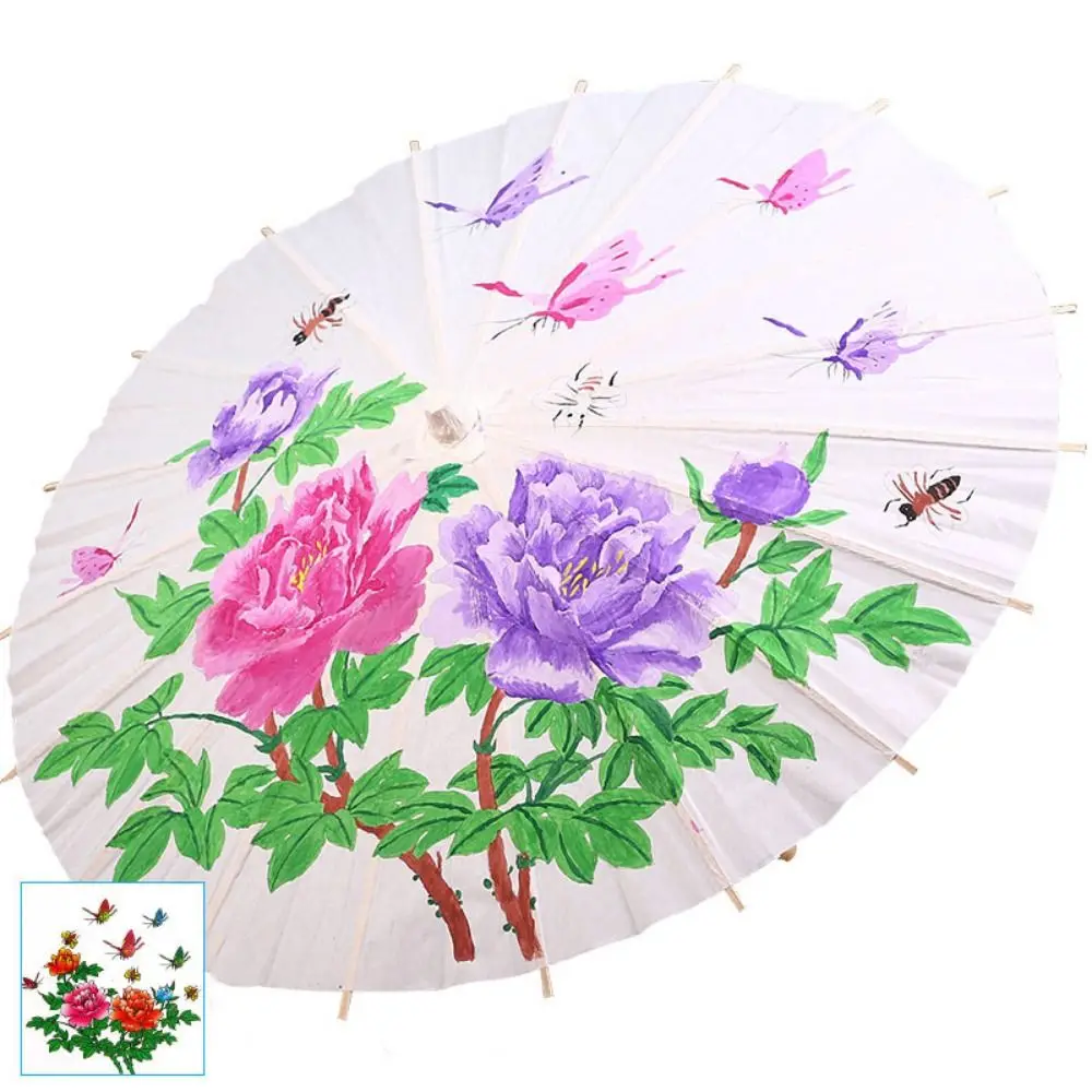 Vintage Oil Paper Umbrella DIY Comfortable Grip Wood Drawing Umbrella Durable Humanized Design Blank Paper Umbrella Kids