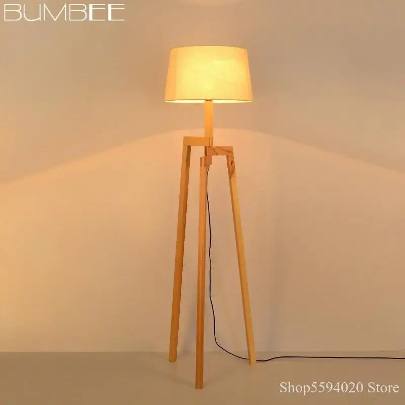 País da américa lâmpada de assoalho madeira maciça quarto luzes cabeceira nordic tripé simples e moderno sala estar luminária
