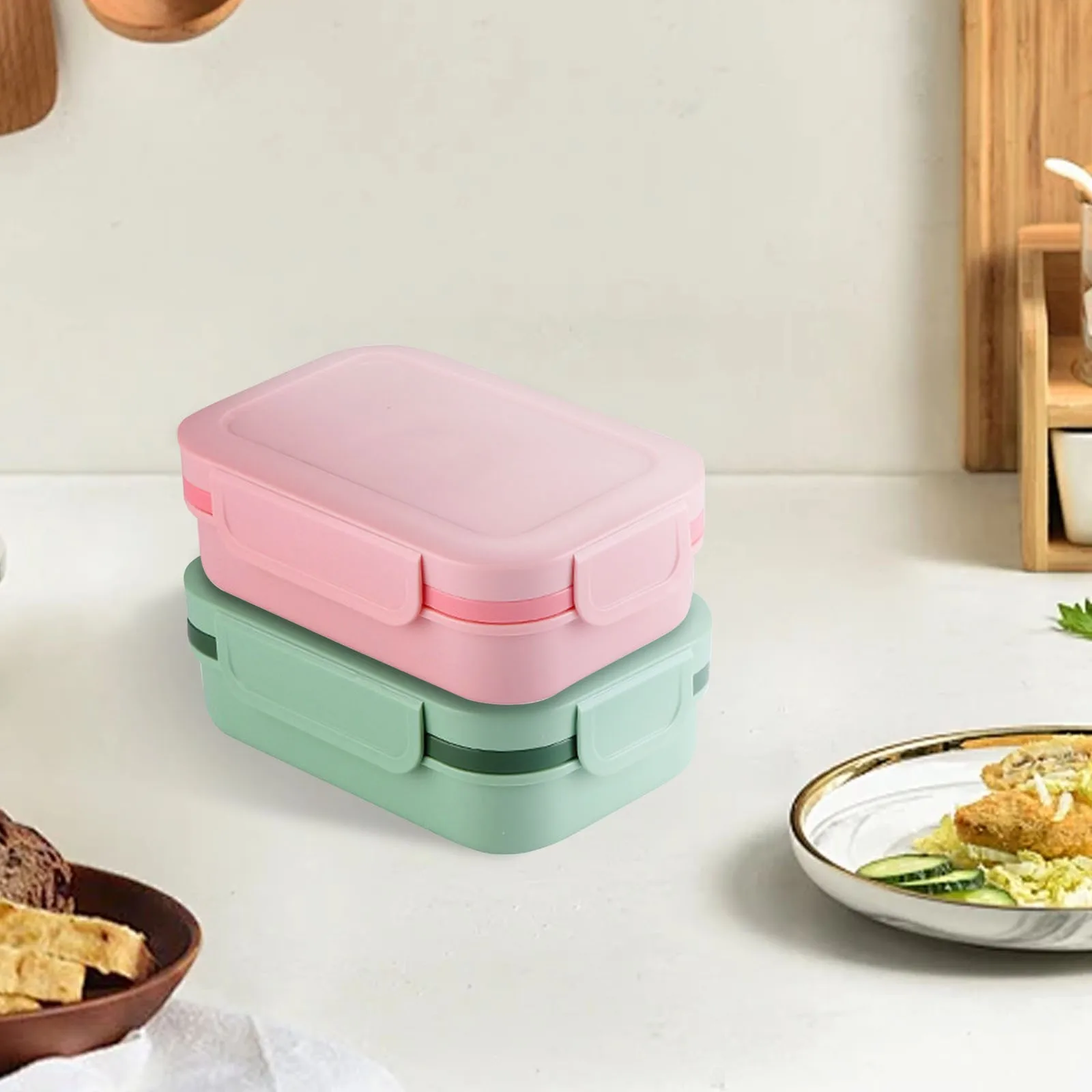 Kids Lunch Box Large Bento Leak Proof With Food Storage Container Simple Portable Bento Lunch Box Plastic Microwave Lunch Box