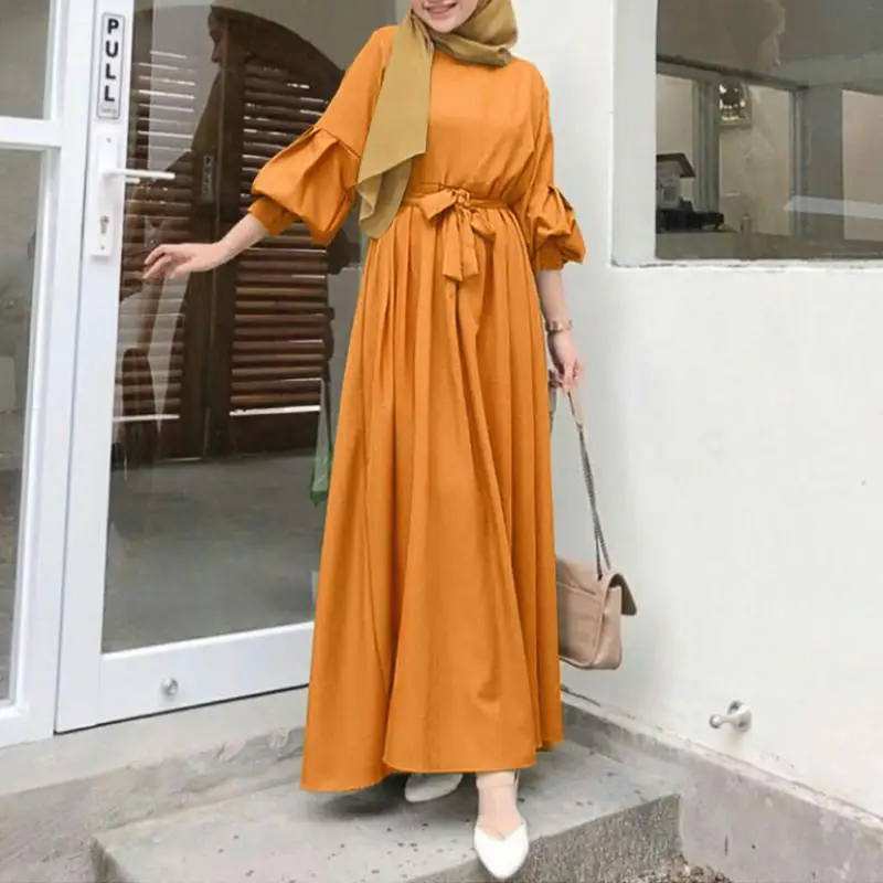 Eid Moroccan Dresses Kaftan Turkey Solid Color Abayas Islamic Women Long Dress Muslim Saudi Robe Ramadan Caftan Kaftan