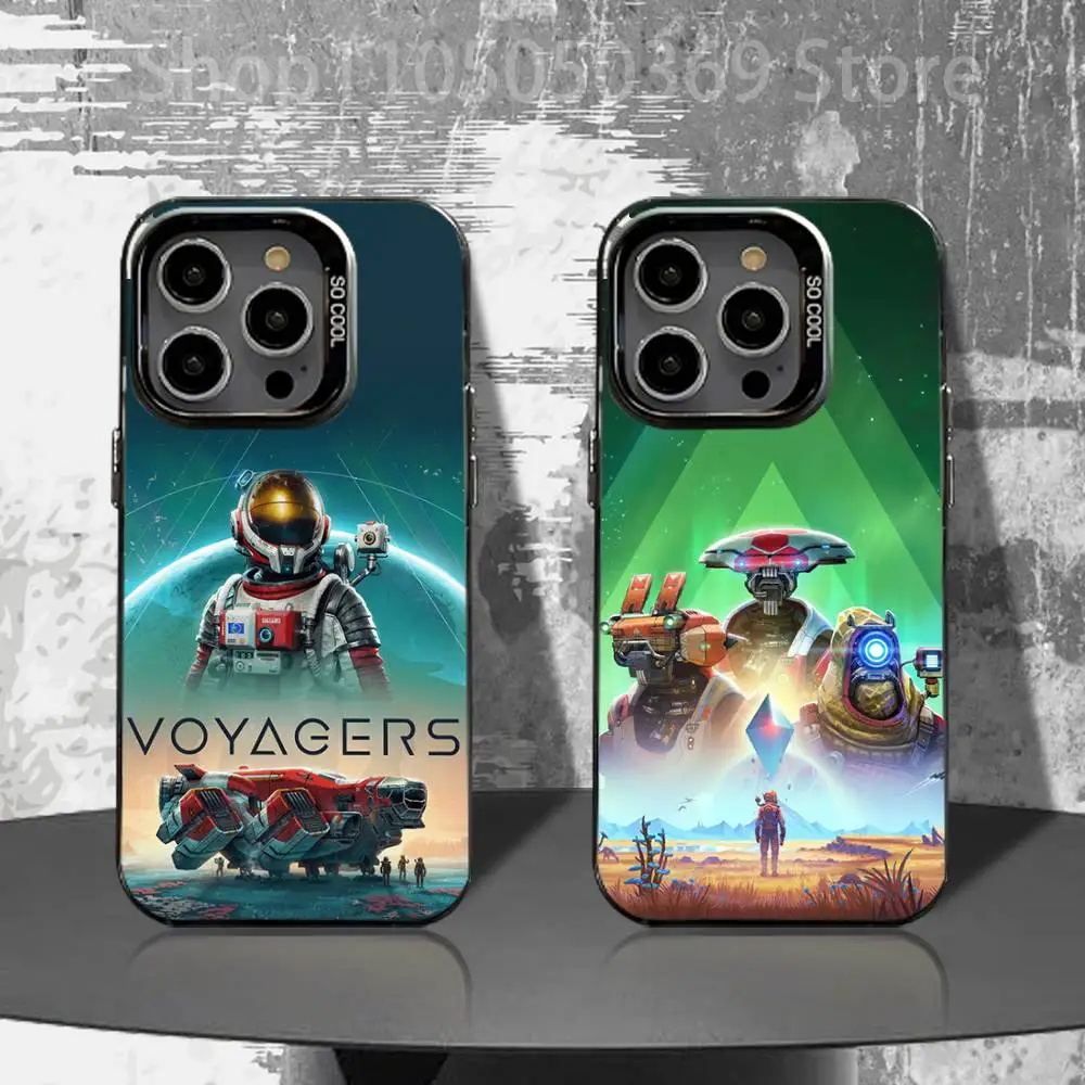 

No M-Man s S-Sky Voyagers Phone Case For iPhone 16,15,14,13,12,11,Pro,XS,Max,Plus,Mini,SE4,E Black Matte Shockproof Cover