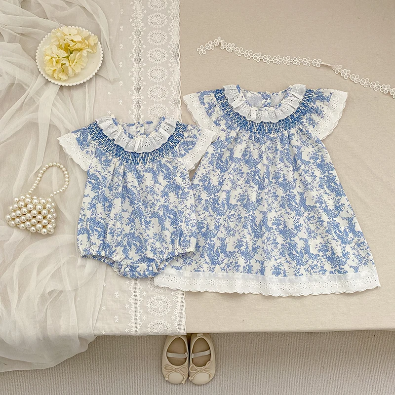 2026 Neuer Sommer Neugeborenen Baby Mädchen Strampler 0-24M Baby Mädchen Flatterärmel Baumwolle Mädchen Blumen Wickel-Baby-Mädchen-Strampler – Detail 17