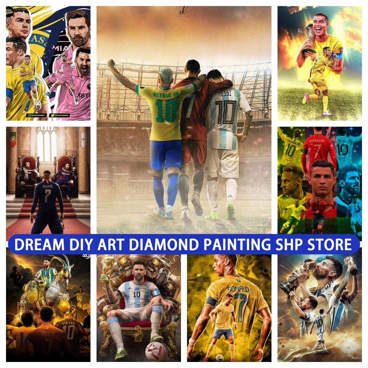 

Dream DIY Art Diamond Painting Football Star Ronaldo and Messi Drill Cross Stitch Embroidery Rhinestone Painting Mosaic Decor