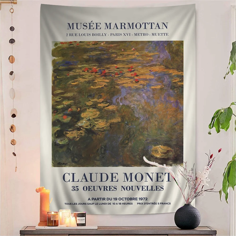 

Claude Monet Abstract Retro Chart Tapestry For Living Room Home Dorm Decor Art Home Decor