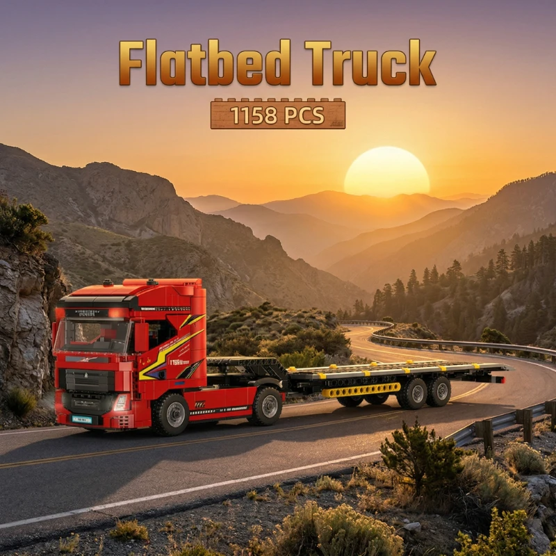 

1158PCS Flatbed Trailer Building Blocks Combo Sets Vehicle Assembly Truck Bricks Model Toys Desktop Ornaments Kids Adult Gifts