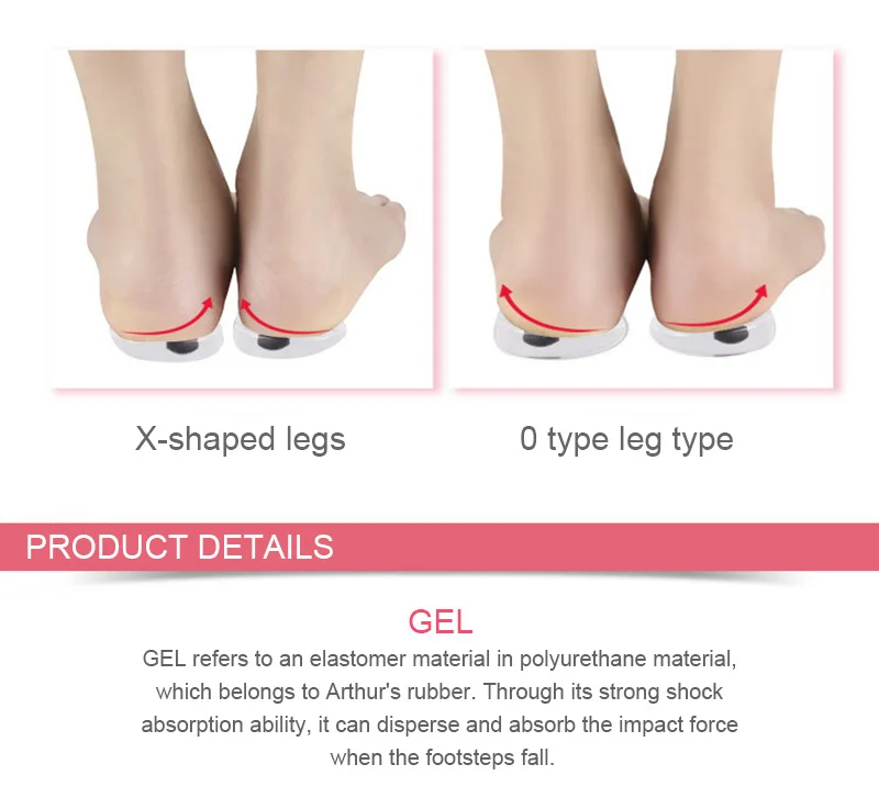 Magnetische orthopädische Silikon-Einlegesohlen für Schuhe, Männer und Frauen, Plantarfasziitis-Entlastung, O/X-Beine, Knie, Varus-Korrektur, Füße, Fersenpolster – Detail 5