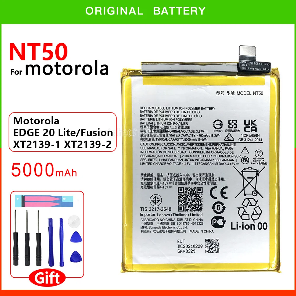 

100% Original Genuine 5000mAh NT50 Battery For Motorola EDGE 20 Lite/Fusion XT2139-1 /2 Smart Phone Batteries With Free Tools