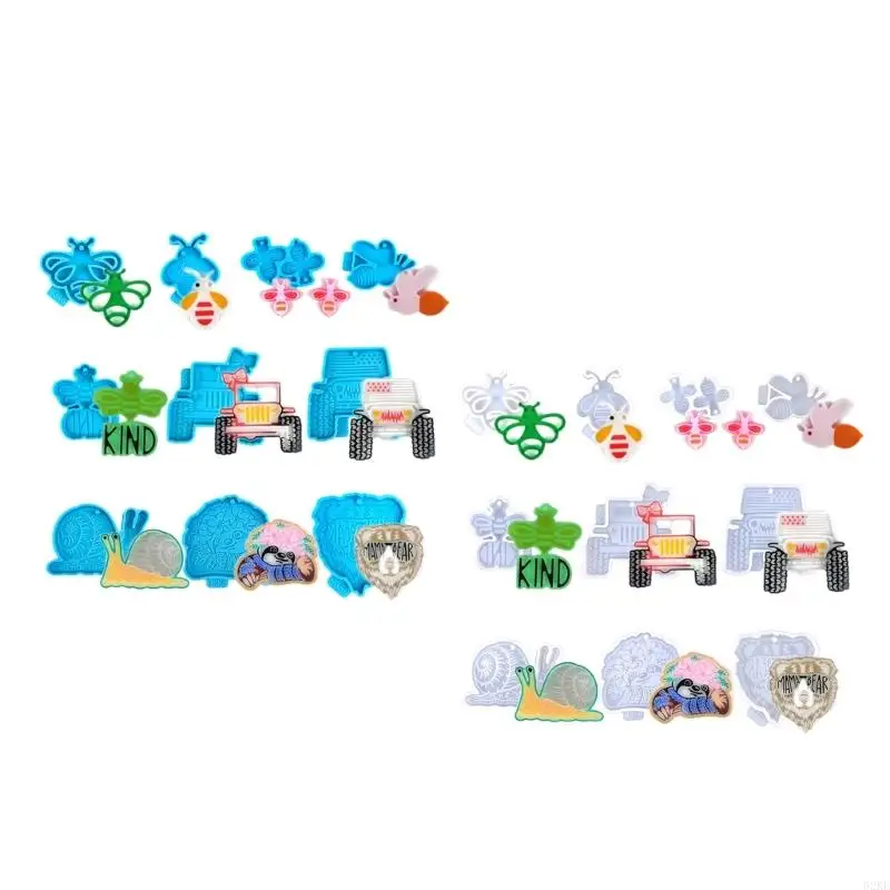 62ke diy semi-stereoscopische truck bijen sleutelhanger siliconen epoxy schimmel diy ornamenten hanger knutselen mal voor