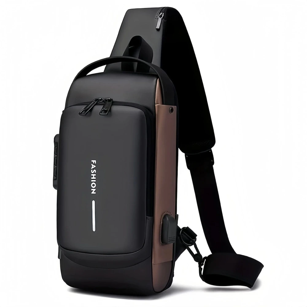 

Мужская нагрудная сумка с защитой от кражи, повседневная сумка через плечо с кодовым замком, подходит для путешествий, езды на мотоцикле, ежедневных поездок на работу