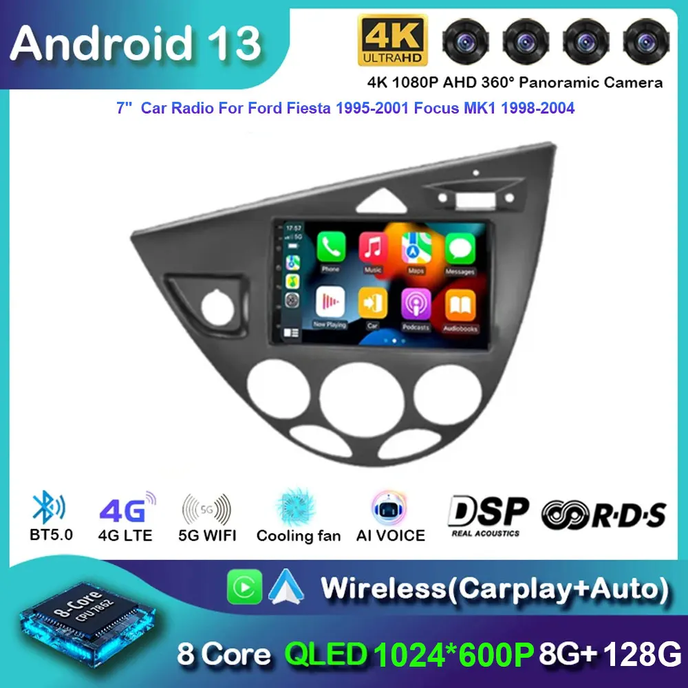 7“ Android 13 For Ford Fiesta 1995-2001 Focus MK1 1998-2004 7 Inch Multimedia Car Radio Stereo Carplay Autoradio Head Unit Auto