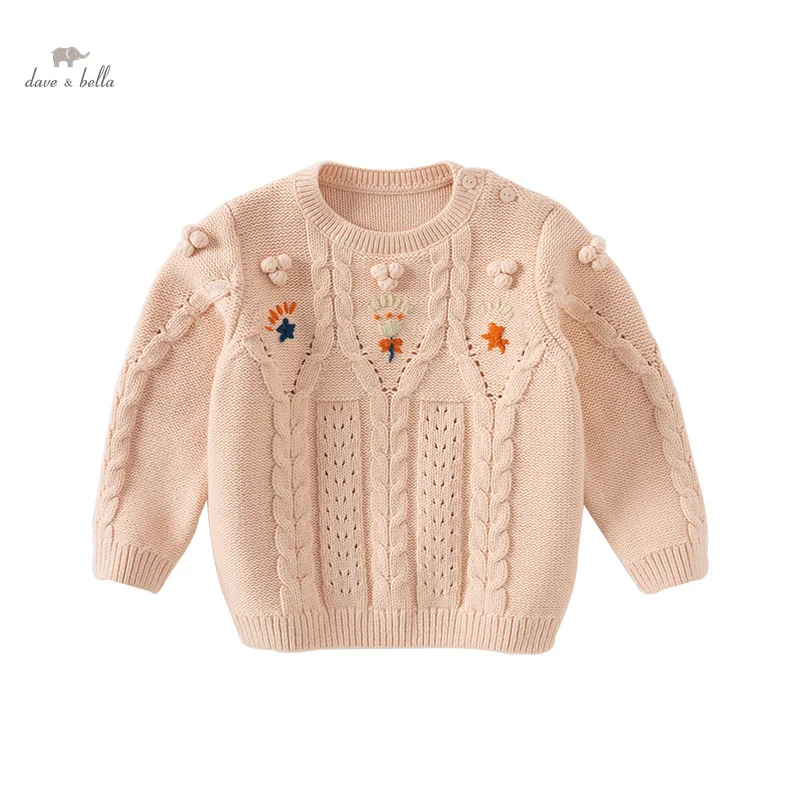 Dave Bella 2024 New Autumn Winter Girls Baby Children Knitted Sweater Pullover Casual Sweet Cute Gentle Knitwear Warm DB4242794