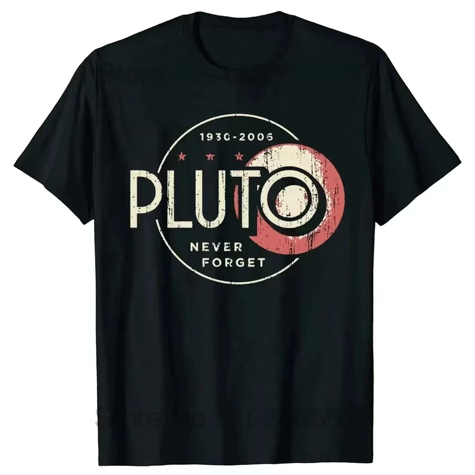 2024 Summer Men\'s T-shirt Never Forget Pluto Printed T-shirt Casual Sports Cotton Short Sleeve Oversized Tee Shirt Men Clothes