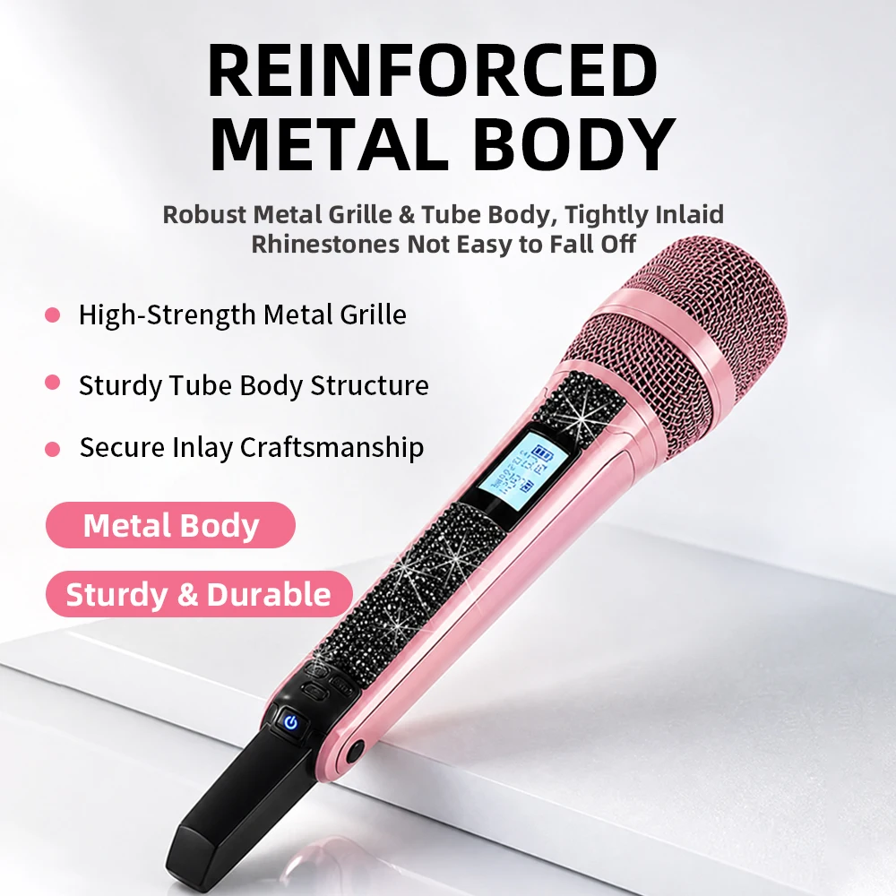 Luxury Diamond Wireless Mic for Performers Studio-Quality Sound G-MARK SKM9000 Stage System Featuring Frequency Adjustable