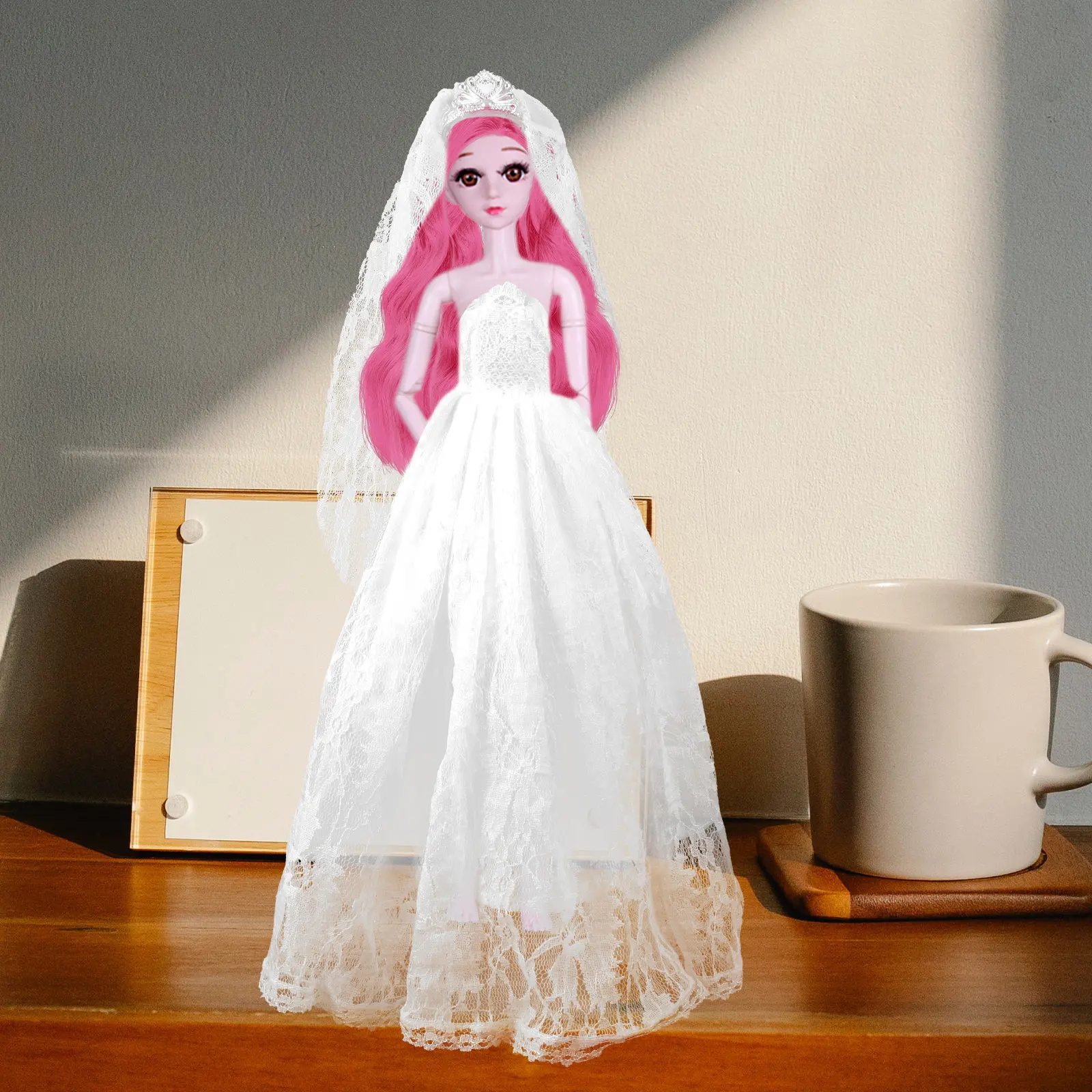 

1Set Wedding Dress Veil Replacement Costume Soft Washable Decorative Miniature Dress for Girls Play Clothes