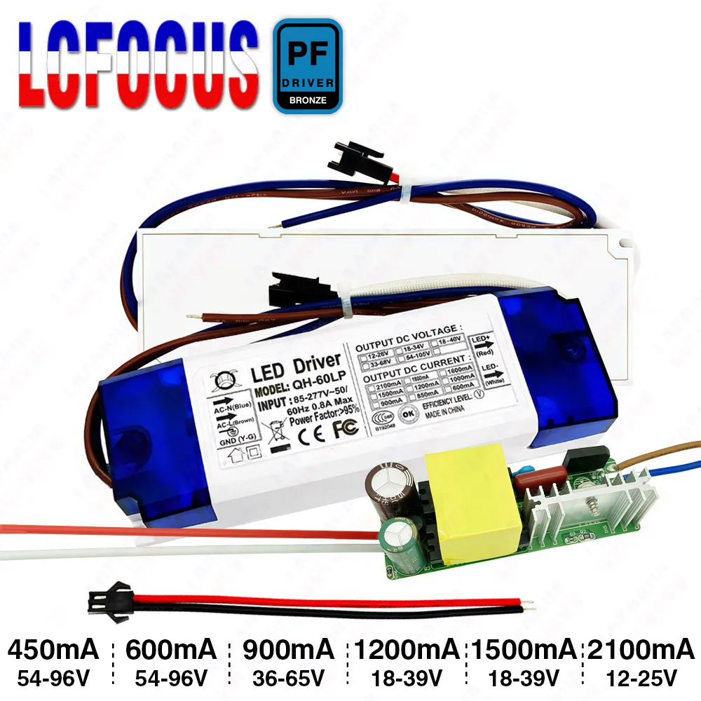

40W 45W 48W 50W 60W LED Driver Constant Current 600mA 900mA 1500mA 1800mA 2100mA DC 54-96V 36-65V 18-39V Lighting Transformers