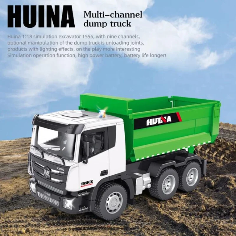 HUINA 1556 1/18 RC Truck Remote Controlled Car Dumper Crawler Tractor 6CH Engineering Vehicle Excavator Model Toys For Boys Gift