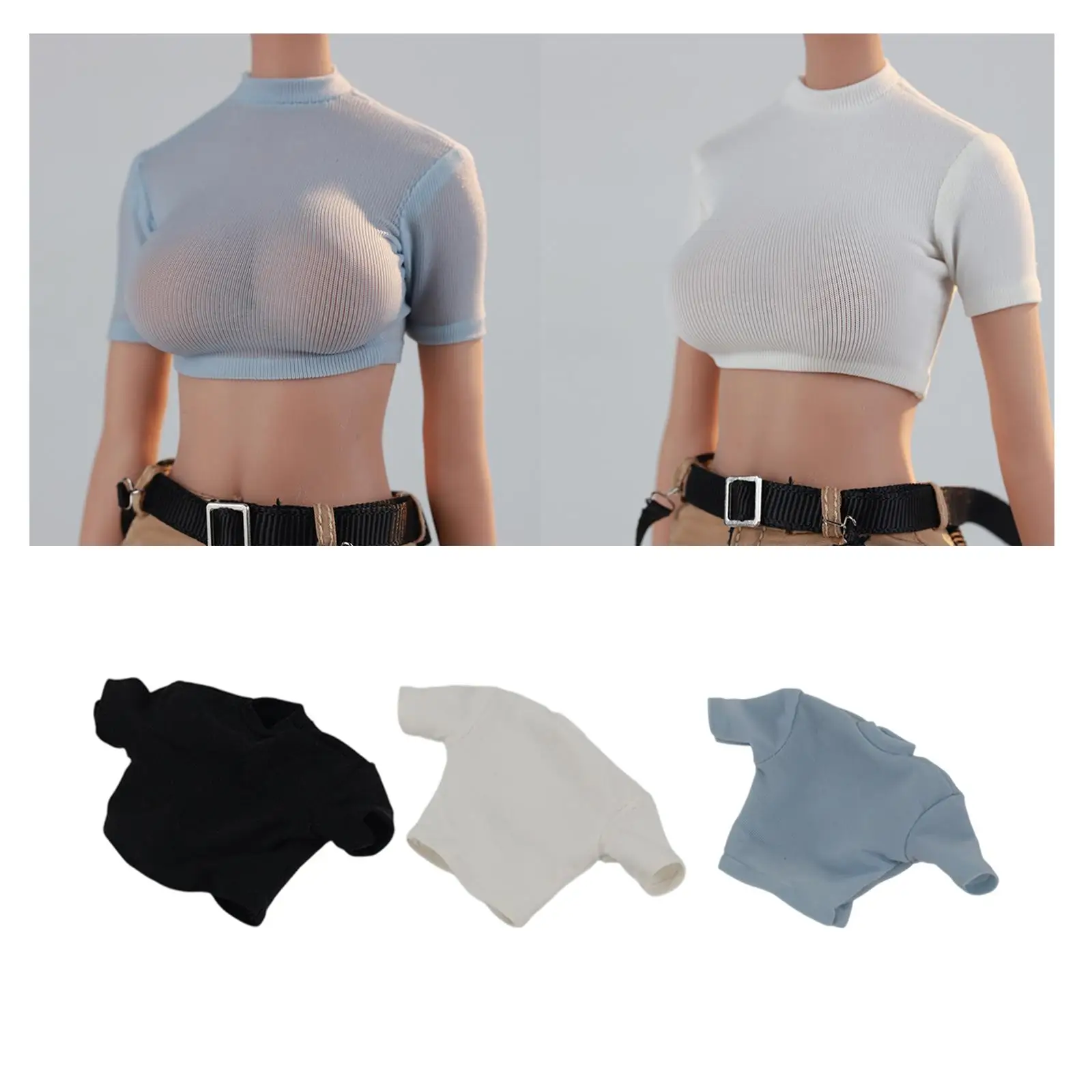 Mini Costume de poupée, T-shirt court décontracté pour figurines d'action féminines de 12 pouces, vêtements miniatures à la mode