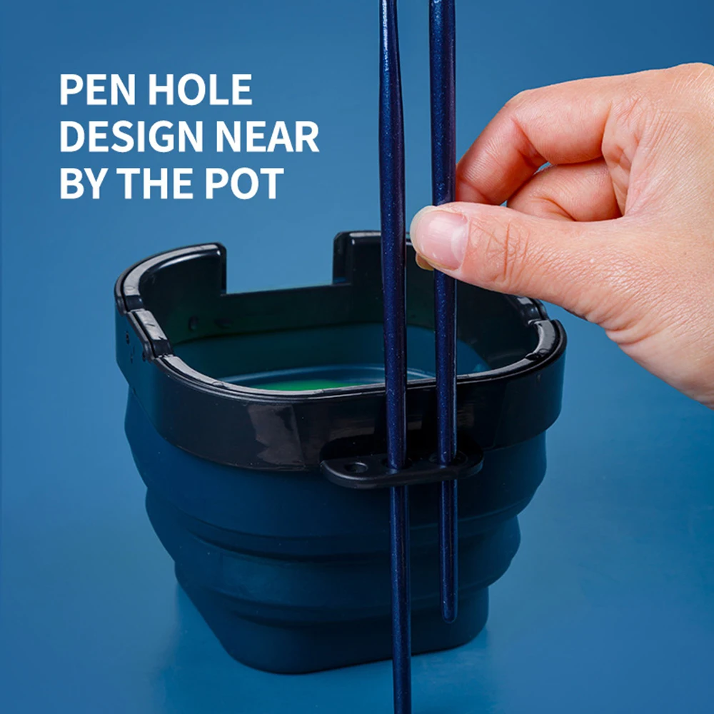 Folding Mini Paint Bucket Blue Red Retractable Brush Bucket for Washing Painting Brush Watercolor Drawing Tools Model Kit