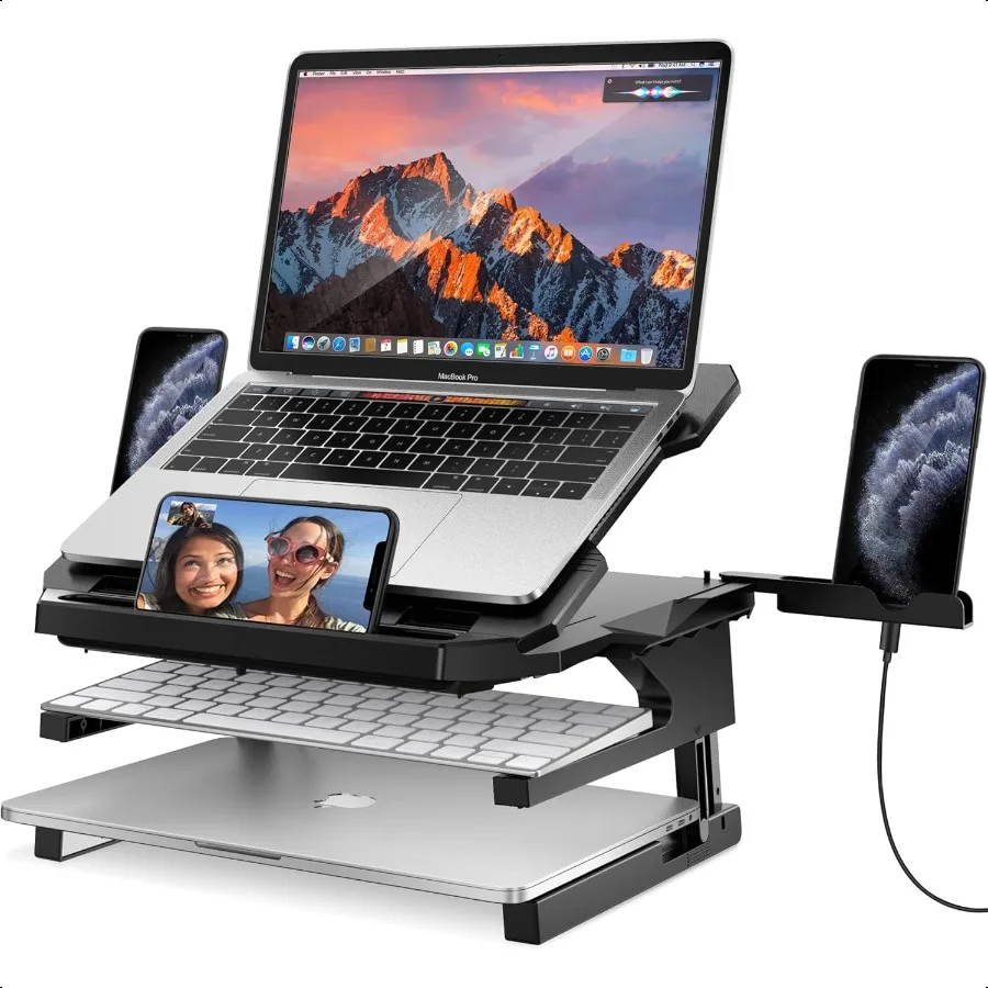 

Laptop Stand 20 Angles TwoLayer Height Adjustable Laptop Stands Portable Laptop Riser with 360 Rotating Base Storage Space Extr