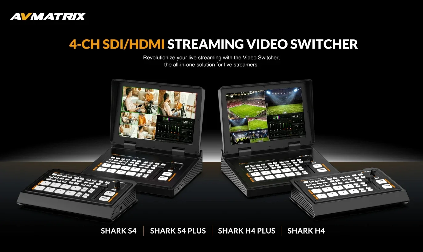 AVMATRIX 4-قناة SDI/HD Shark H4/Shark H4 Plus/Shark S4/Shark S4 Plus 10.1 بوصة محول فيديو متدفق