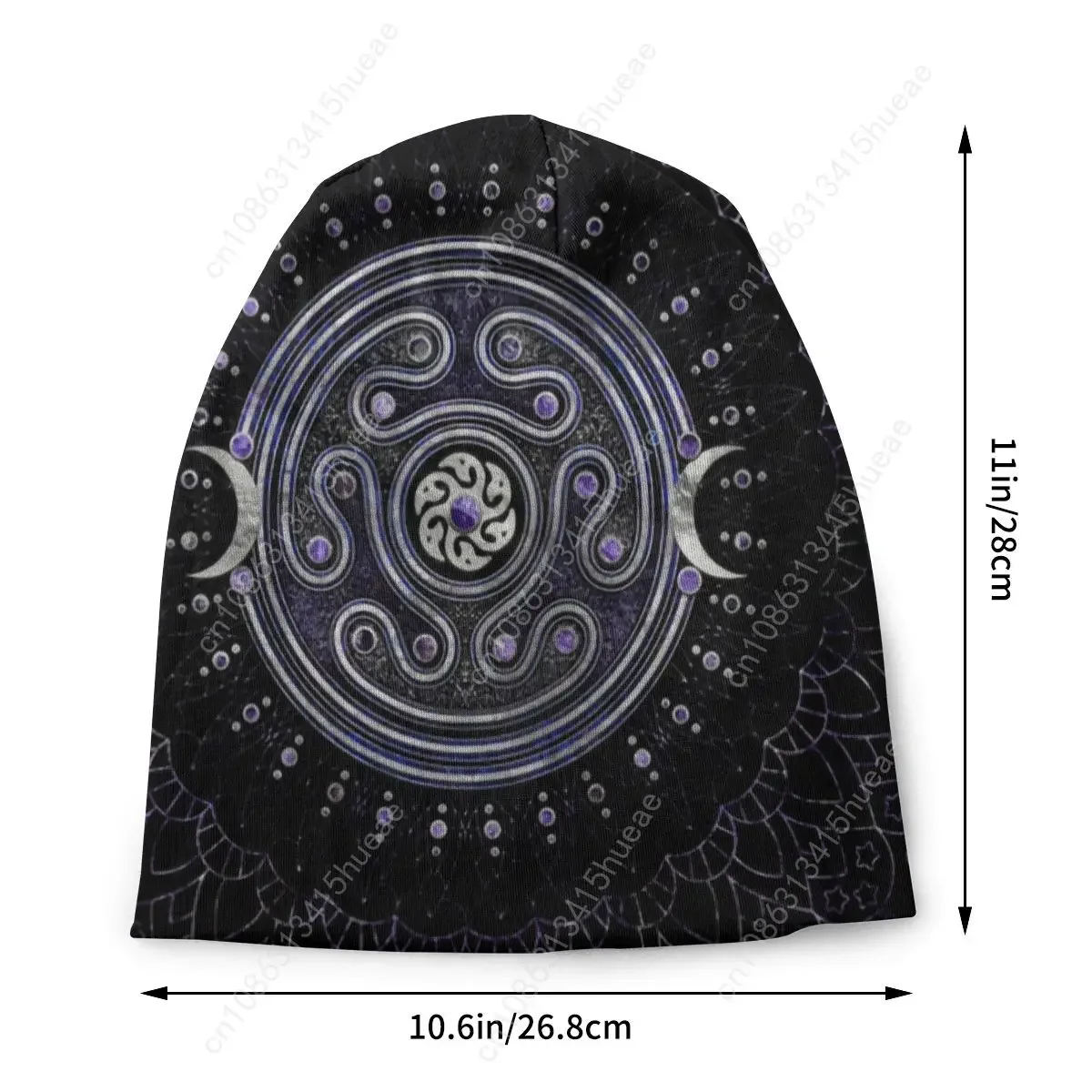 Triple Moon Goddess Hecate Wheel Slouchy Beanie Skullies Beanies Hat Adult Goth Pentagram Witch Witchcraft Knit Bonnet Cap