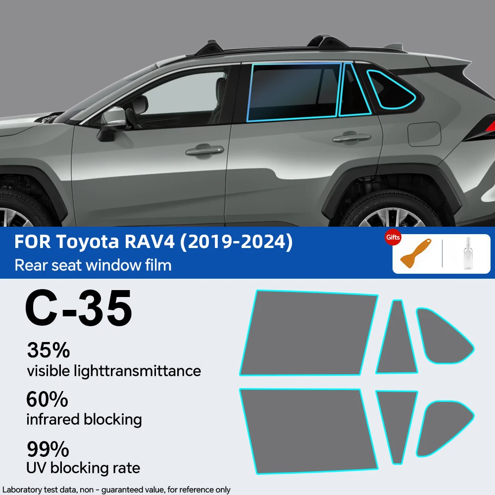 Pre-Cut Car Window Privacy Tint Film For Toyota RAV4 RAV 4 5th 2019 2020-2024 Auto Sticker Foils ceramic solar UV Protector film