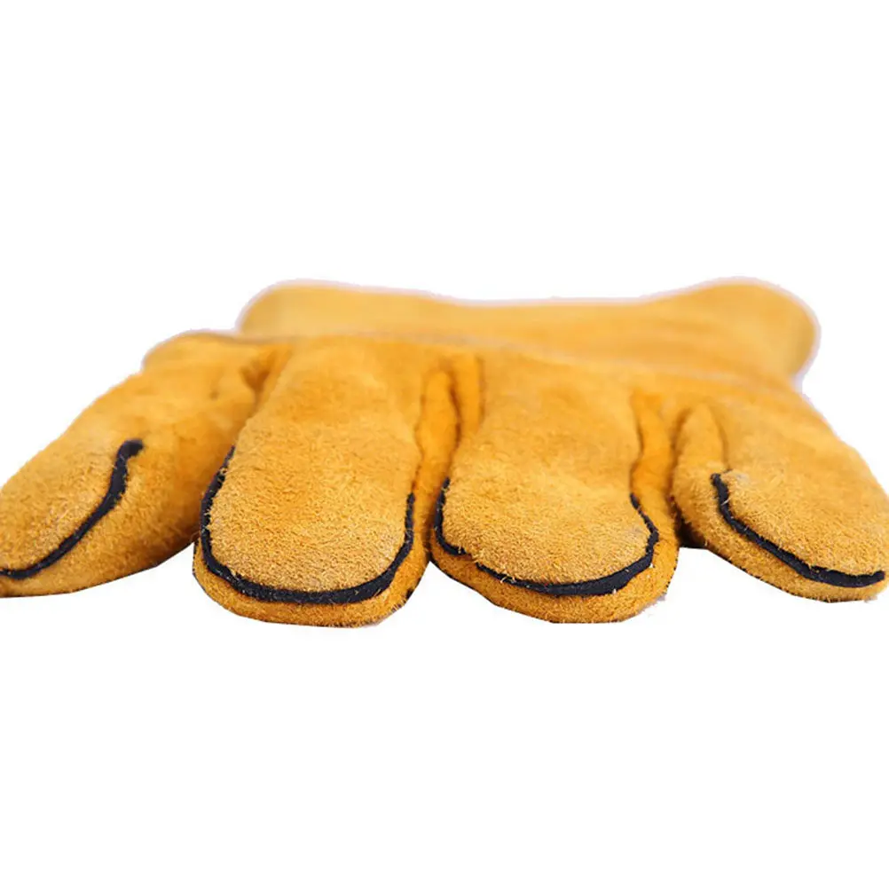 Heat Resistant Welding Gloves 2-Layer Canvas 250C Long Sleeve Fireproof Anti Slip for Heavy Duty Welding Bbq Cooking