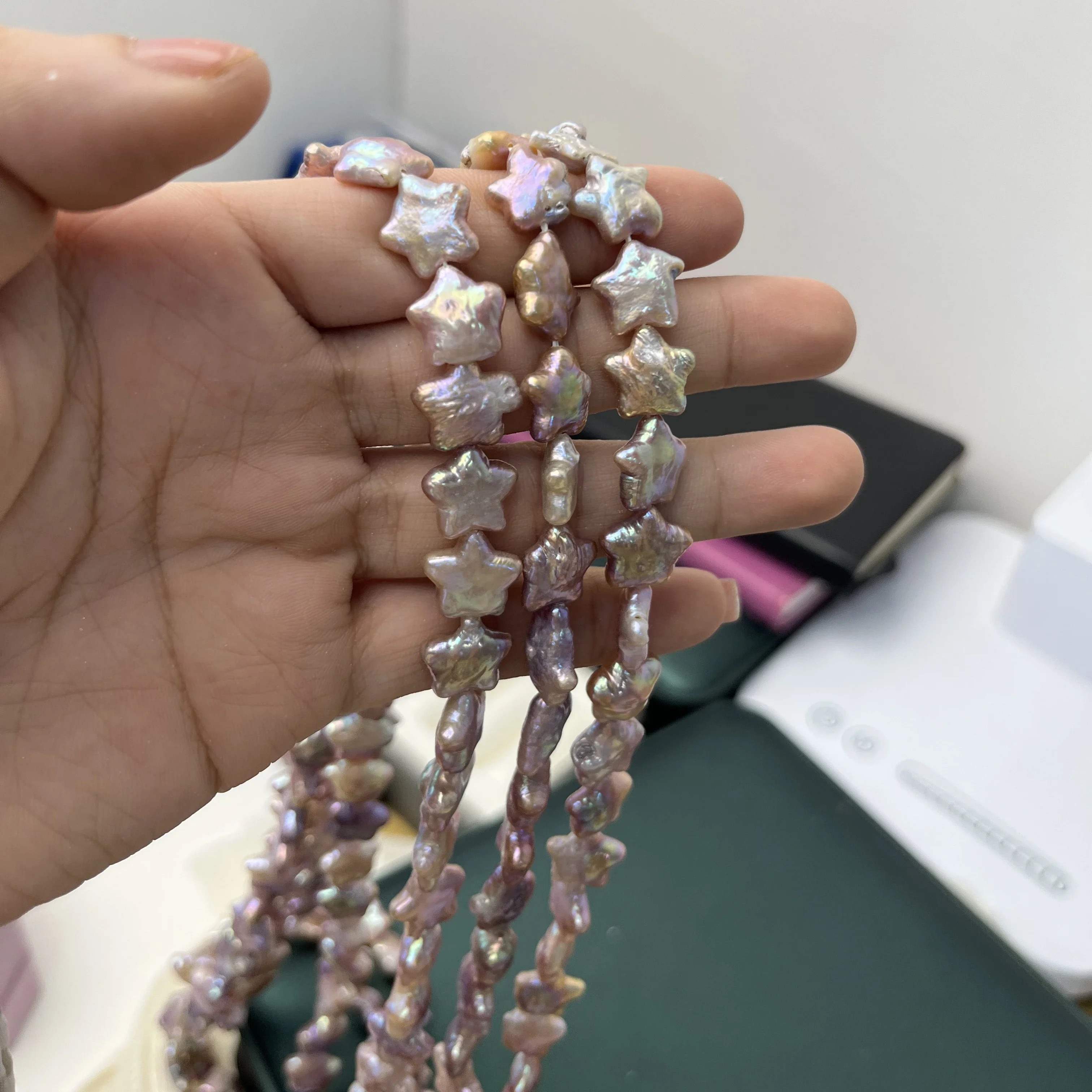 لؤلؤ المياه العذبة الطبيعية الباروك نجوم الأبيض الأرجواني 12x12mm4A اللؤلؤ حبة مجوهرات جعل عقد دي اي واي سوار إكسسوارات النساء #1